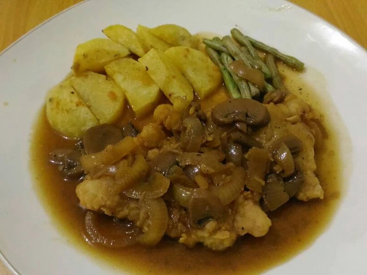 Langkah Gampang Menyiapkan Resep Crispy Chicken Steak with Mushroom Sauce yang Enak Banget Anti Ribet, Sempurna