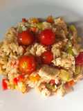 Arroz con pollo y vegetales