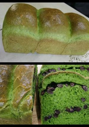 Foto resep Matcha red beans bread/Roti Matcha isi kacang merah