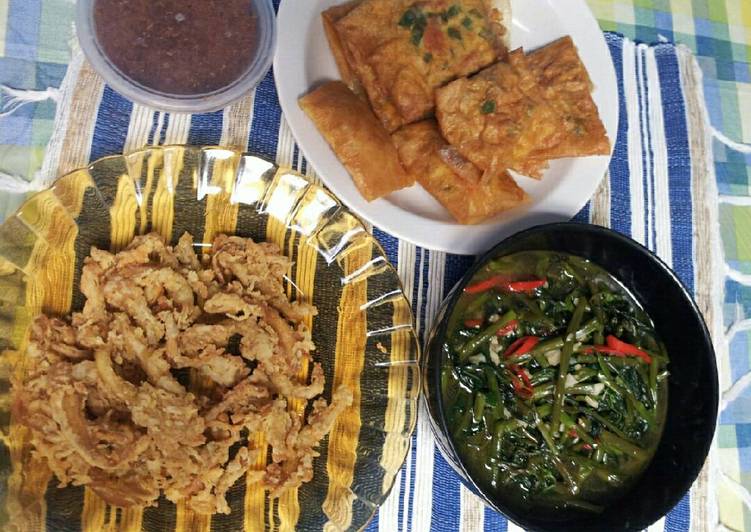 Resep Jamur crispy, cah kangkung dan martabak telor, Lezat