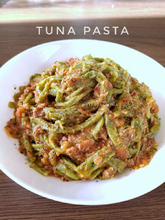 Foto resep TUNA PASTA with homemade kale pasta