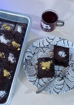 عکسی از دستور کیک خیس شکلاتی