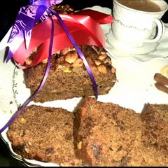 A picture of Eggless Walnut and dates wheatflour tea cake.