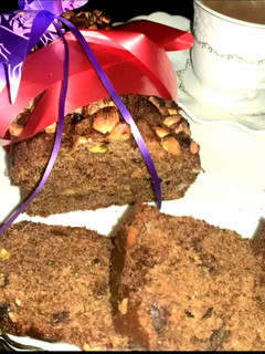 A picture of Eggless Walnut and dates wheatflour tea cake.
