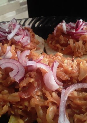 Una foto de "Berenjena y coliflor Pibil" 🤔🌮🍆🥦🌰🌶🍆🌮