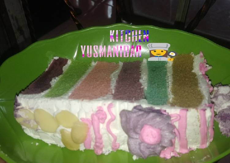 Cara Gampang Membuat 22.Rainbow kukus yang Bisa Manjain Lidah