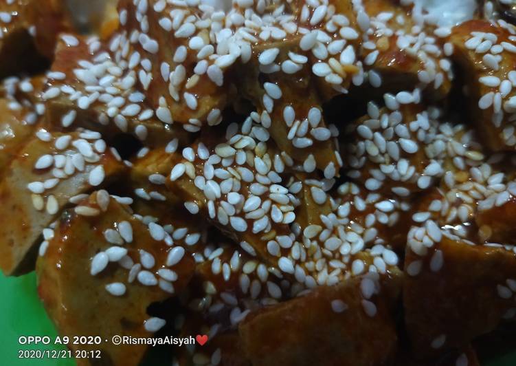 Cara masak Bakso ikan balado wijen😍♥️ , Enak Banget