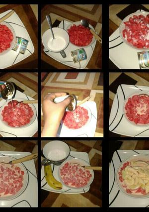 A picture of Fruit salad with milk.