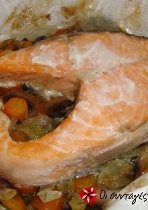 Φωτογραφία της συνταγής Σολωμός με λαχανικά στο φούρνο