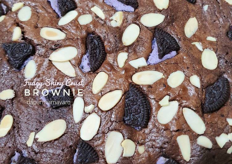 Cara Gampang Membuat Fudgy Shiny Crust Brownie / Brownies panggang Anti Gagal