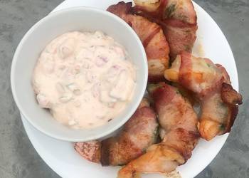 Easiest Way to Recipe Tasty BaconWrapped Stuffed Shrimp w Sauce