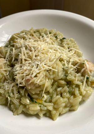 Una foto de Risotto de espinaca