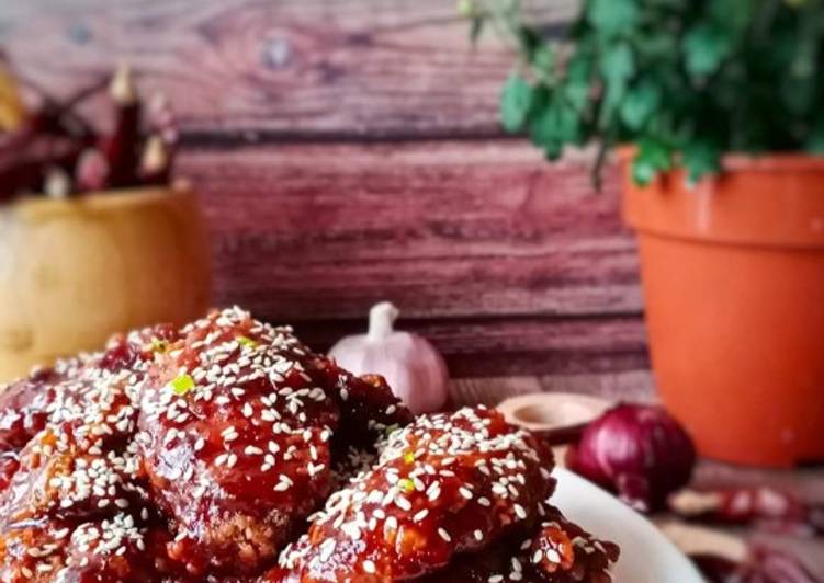 Langkah Mudah Memasak Korean spicy fried chiken yang Murah