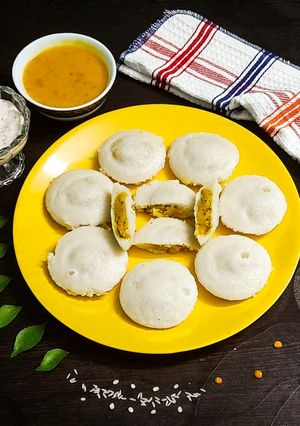 A picture of Stuffed potato idli.