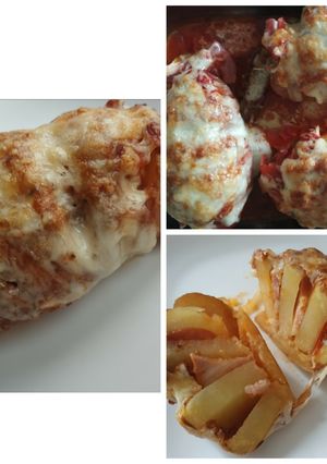 Egészben sült "pizza" krumpli recept fotója