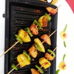Mango & Peach Shashlik with Honey glazed A picture of Mango & Peach Shashlik with Honey glazed.