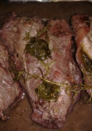 Una foto de Entraña flambeada a las finas hierbas 