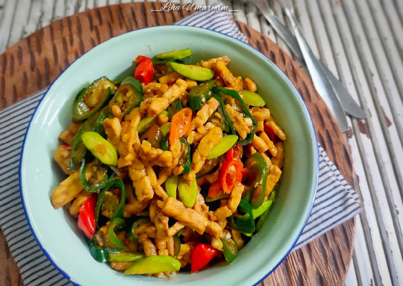 Tumis tempe petai cabe hijau