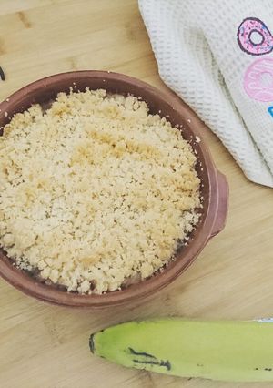 Une photo de Crumble coco à la banane flambée