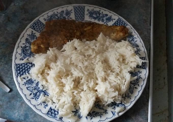 Sea Bass with Sundried tomatoes and mozzarella crumb with Basmati rice