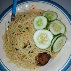 A picture of Jollof spaghetti.
