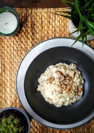Una foto de Risotto de champiñones y parmesano