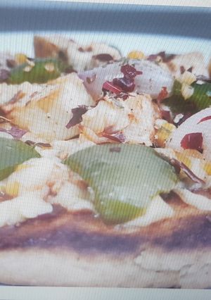 A picture of No oven cheese pizza with wheat flour no yeast || pan pizza.