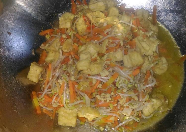 Tumis tauge tahu orak-arik telur