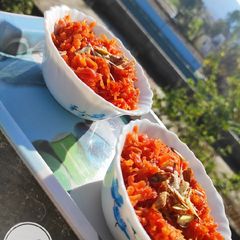A picture of Gajar ka halwa or Carrot pudding.