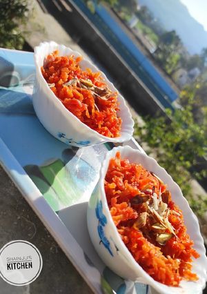 A picture of Gajar ka halwa or Carrot pudding.