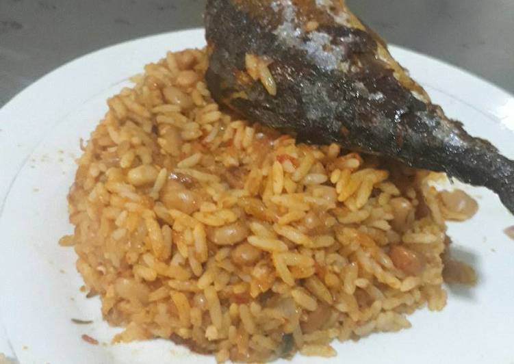 Rice and beans with titus fish
