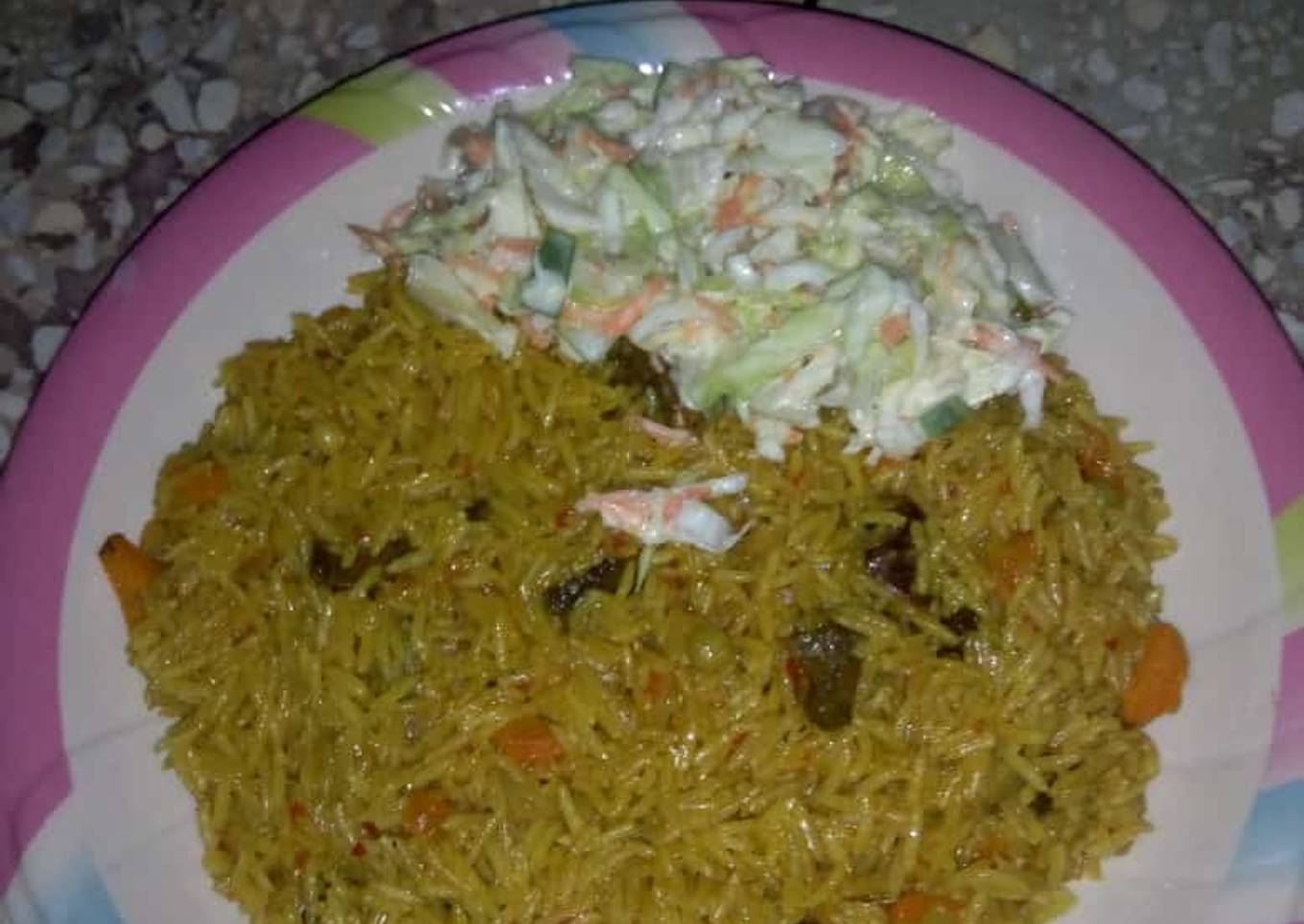 Basmati jollof with coleslaw