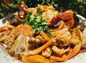 Hình của món Cua xào tỏi.