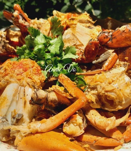 Hình của món Cua xào tỏi.