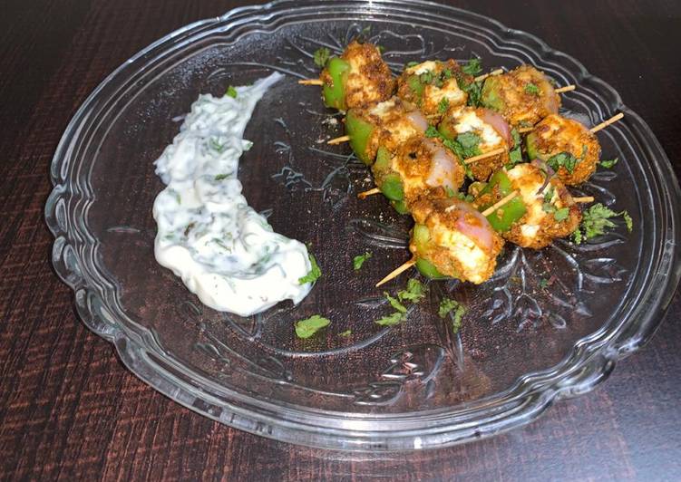 How to Make Quick Paneer tikka with mint Mayo