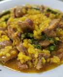 Arroz con mollejas y espárragos