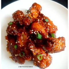 A picture of Spicy, Sweet, Tangy Chicken Wings with Thai Sauces.