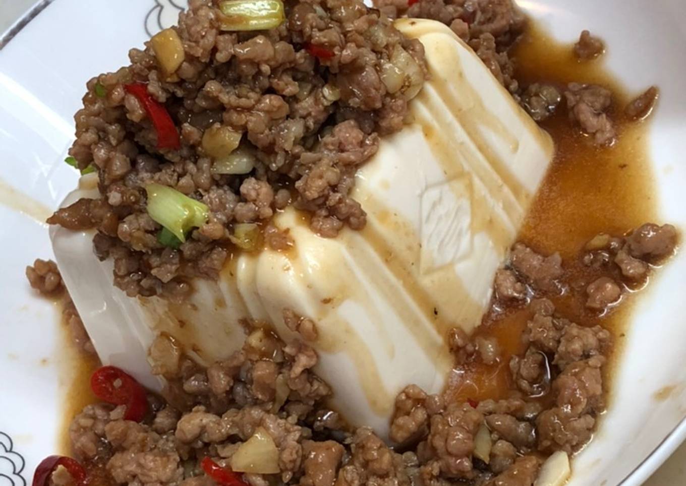 Steam tofu with pork/ beef