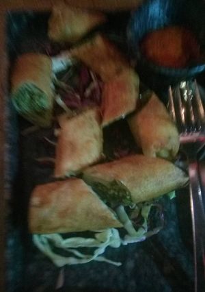 A picture of Palak cheese cigar.