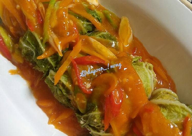 Resep Sawi Gulung isi Kornet Anti Gagal