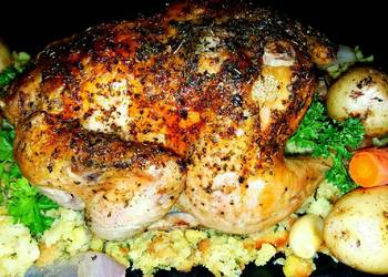How to Prepare Appetizing Mikes 40 Clove Baked Garlic Stuffed Game Hens  Veggies