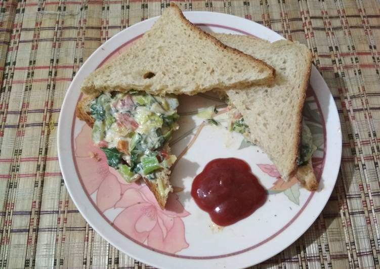 Recipe of Award-winning Leafy Veg Mayo Sandwich