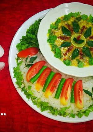 A picture of Nutritive lentil dal with rice.