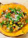 Red Kuri squash with chicken and vegetables