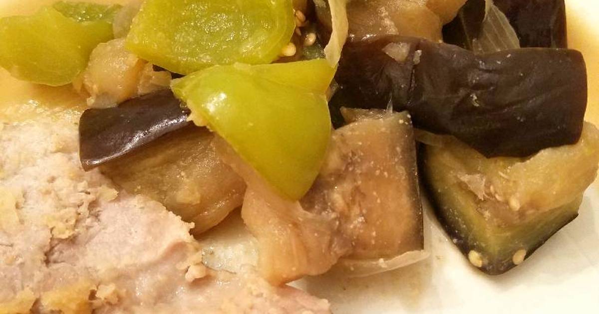 Aubergine and Pepper Miso Stir Fry Recipe by Junquo M Hill Cookpad