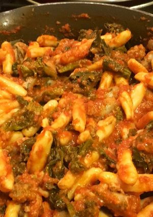 A picture of Ricotta Cavatelli with Sausage and Broccoli Rabe.