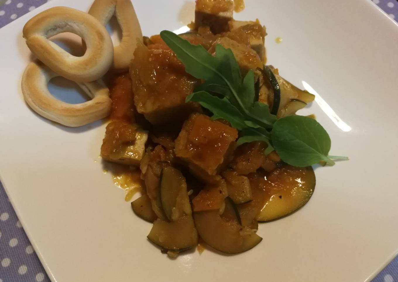 Tempeh de garbanzos y tofu, estofada, vegano 🌱vegetariana