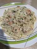 Pasta con camarones 🦐