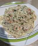 Pasta con camarones 🦐