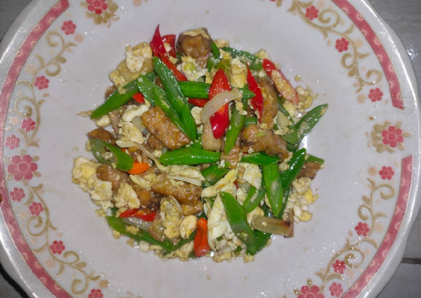 Oseng tempe buncis telur